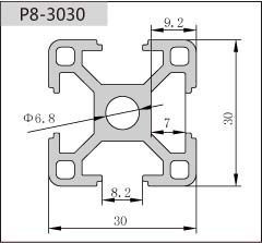 3030工業(yè)鋁型材二維圖